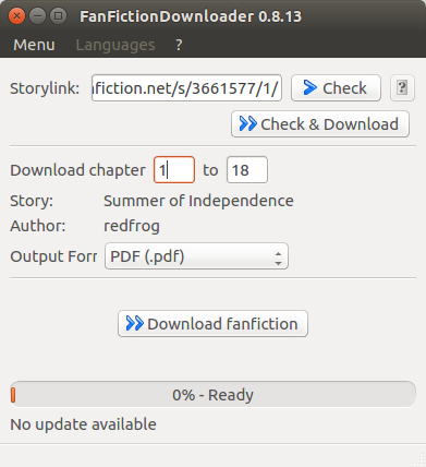 FanFictionDownloader screenshot